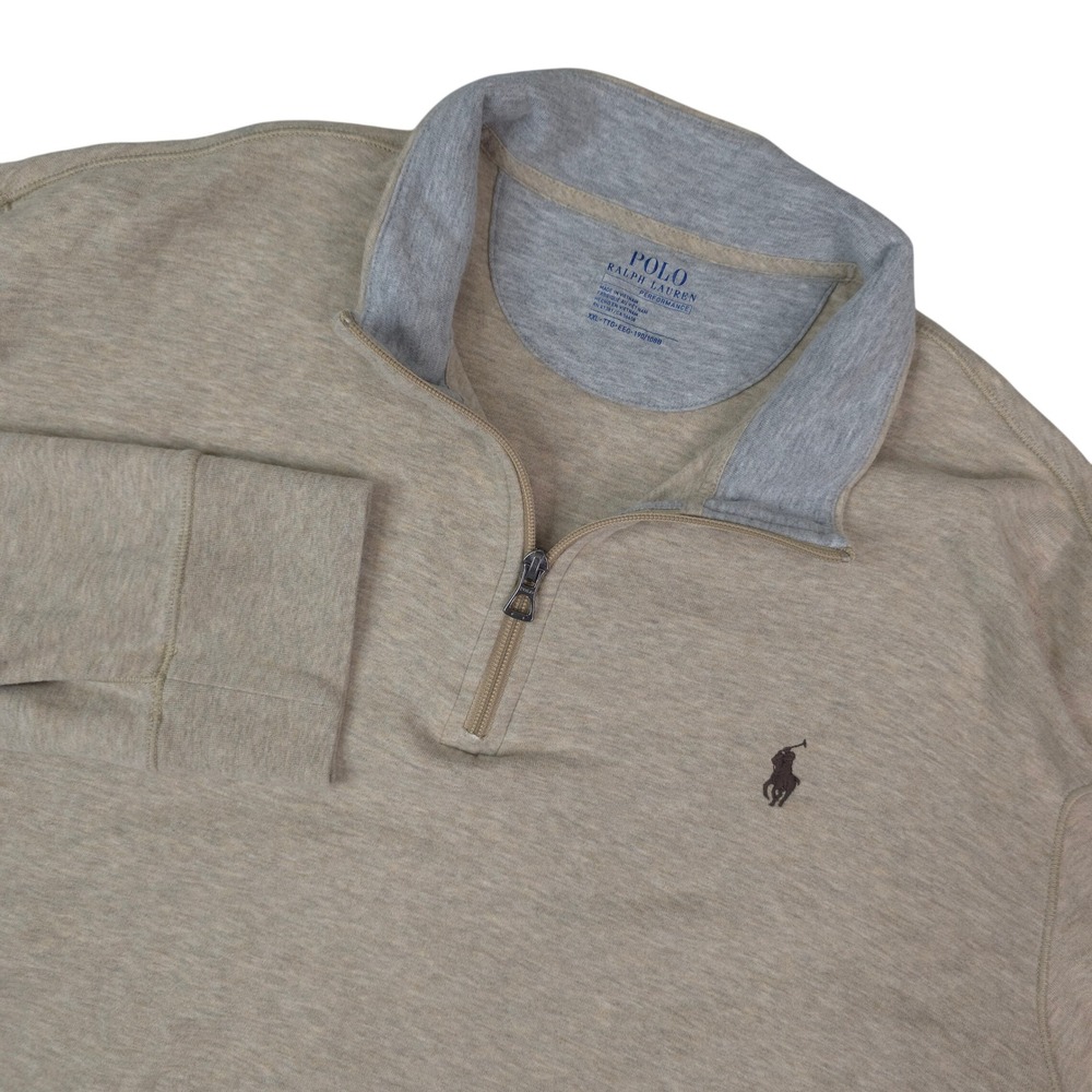 Polo Ralph Lauren Performance 1/4 Zip Pullover Mens XXL Beige Heather Cotton